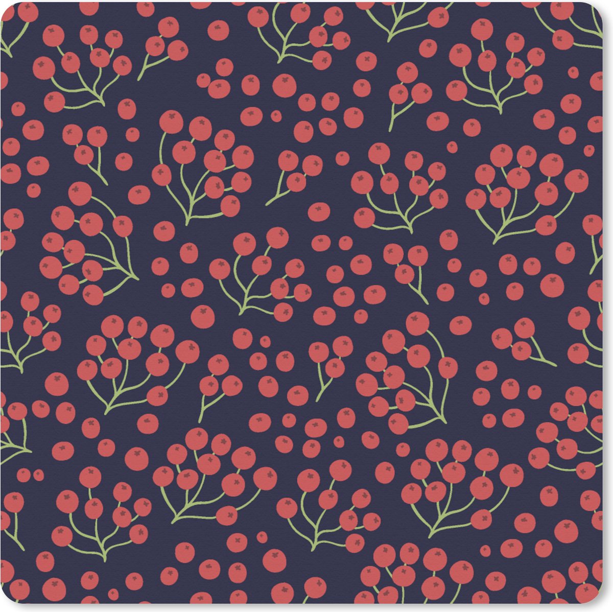 Muismat XXL 50x50 cm - Bureau onderlegger - Bureau mat Patronen - Bessen - Rood - Bureaumat - Gaming mousepad xl - Bureaulegger groot - Computer deskmat