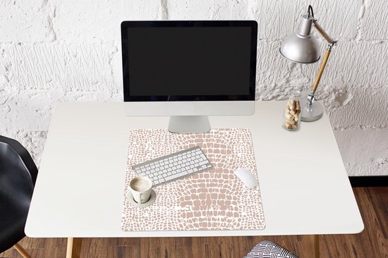 Muismat XXL 60x60 cm - Bureau onderlegger - Bureau mat Dierenprint - Slang - Pastel - Bureaumat - Gaming mousepad xl - Bureaulegger groot - Computer deskmat