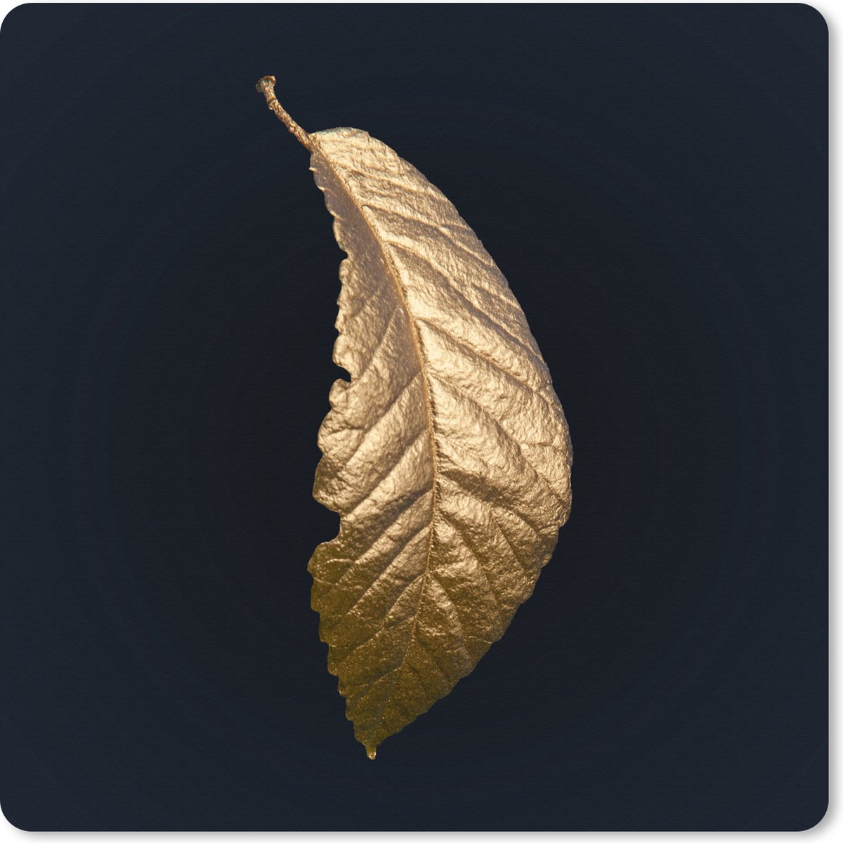 Muismat XXL 80x80 cm - Bureau onderlegger - Bureau mat Bladeren - Luxe - Goud - Zwart - Natuur - Bureaumat - Gaming mousepad xl - Bureaulegger groot - Computer deskmat