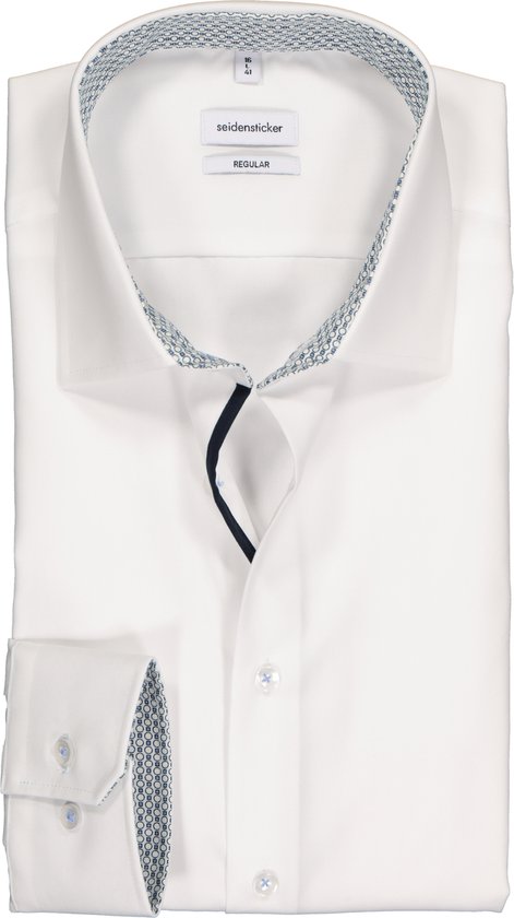 Seidensticker regular fit overhemd - wit (contrast) - Strijkvrij - Boordmaat: