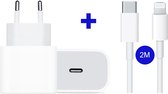 Quick Charge USB-C iPhone oplader + iPhone kabel 2M - geschikt voor Apple iPhone 13 - iPhone lader - 20W USB-C stekker - BSTNL snellader