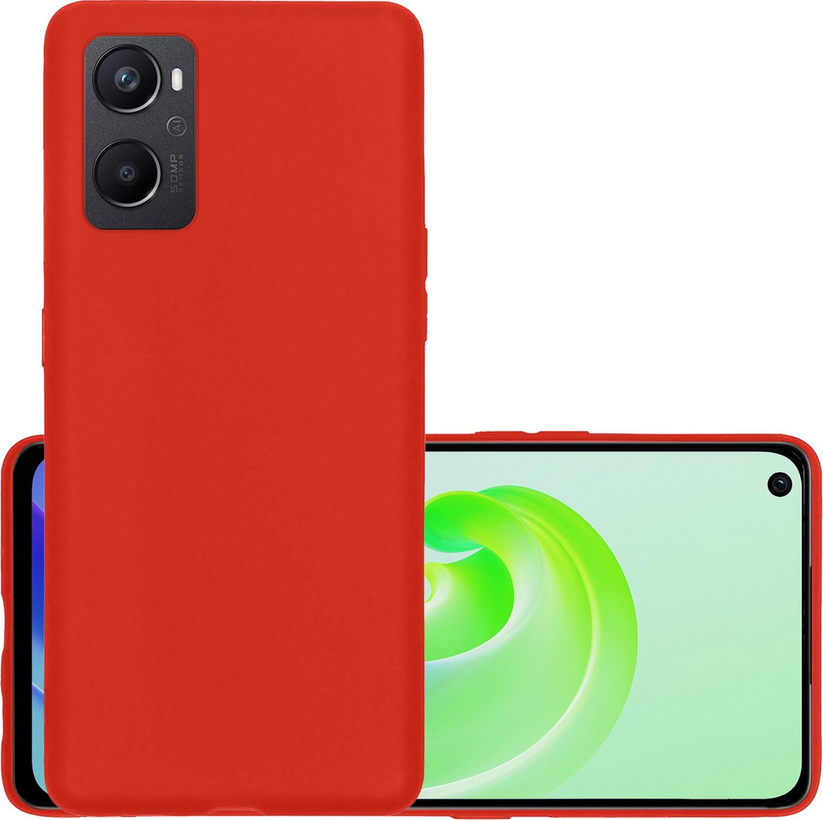 Hoesje - Geschikt voor OPPO A96 - Sterk & Shockproof - Hoes Cover - Siliconen Case - Rood