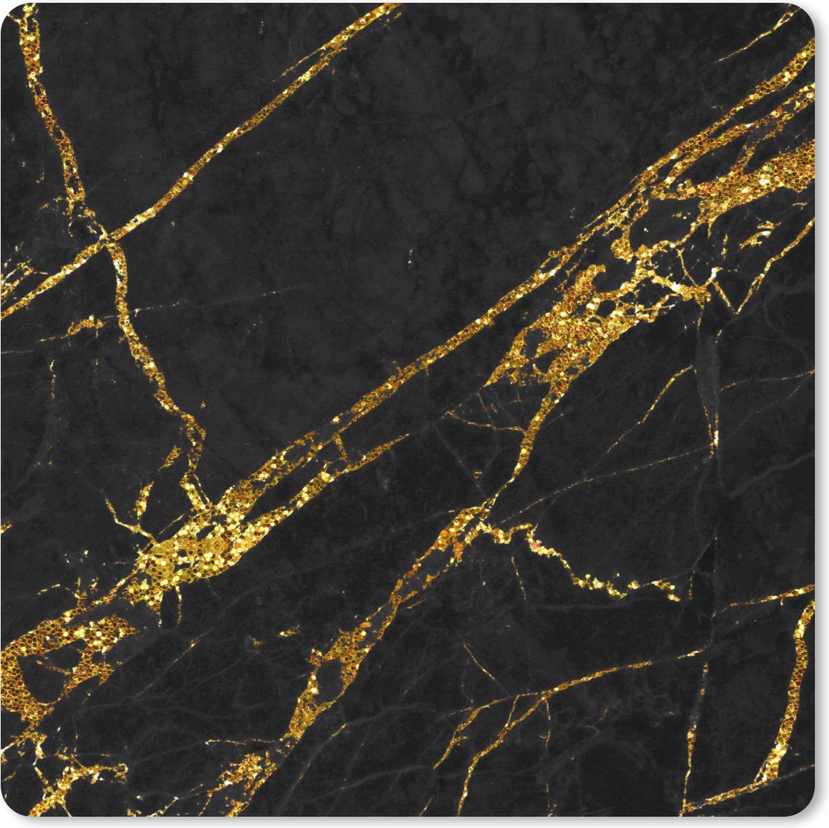 Muismat XXL 60x60 cm - Bureau onderlegger - Bureau mat Marmer - Goud - Zwart - Hip - Bureaumat - Gaming mousepad xl - Bureaulegger groot - Computer deskmat