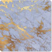 Muismat XXL - Bureau onderlegger - Bureau mat - Marmer print - Patronen - Blauw - Goud - 80x80 cm - XXL muismat