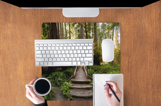 Tapis de souris XXL - Sous-main - Tapis de bureau - Jungle - Nature - Escaliers - Arbres - 50x50 cm - Tapis de souris XXL