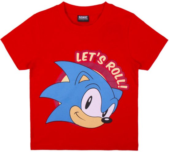 Sonic the Hedgehog t-shirt - rood - Maat 152 / 12 jaar