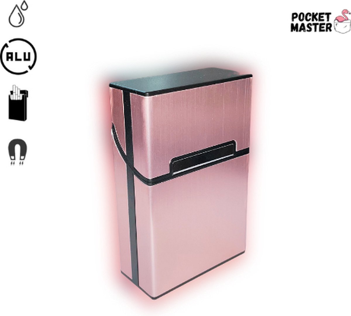Goedkoopste PocketMaster Sigaretten Doosje - Rose - Aluminium - Sigarettenhouder - Weerbestendig - Stevige en Luxe Sigarettendoosjes