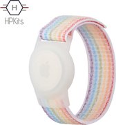 Airtag armband Polsband horloge - Airtag Sleutelhanger - Airtag Polsband Voor Kinderen - Airtag Armband - Airtag Apple - Klittenband - Airtag Houder - Airtag Hoesje - wit / multi colour