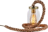 Lampe de table pot Weck | lampe à corde | lampe dorée avec bocal en verre