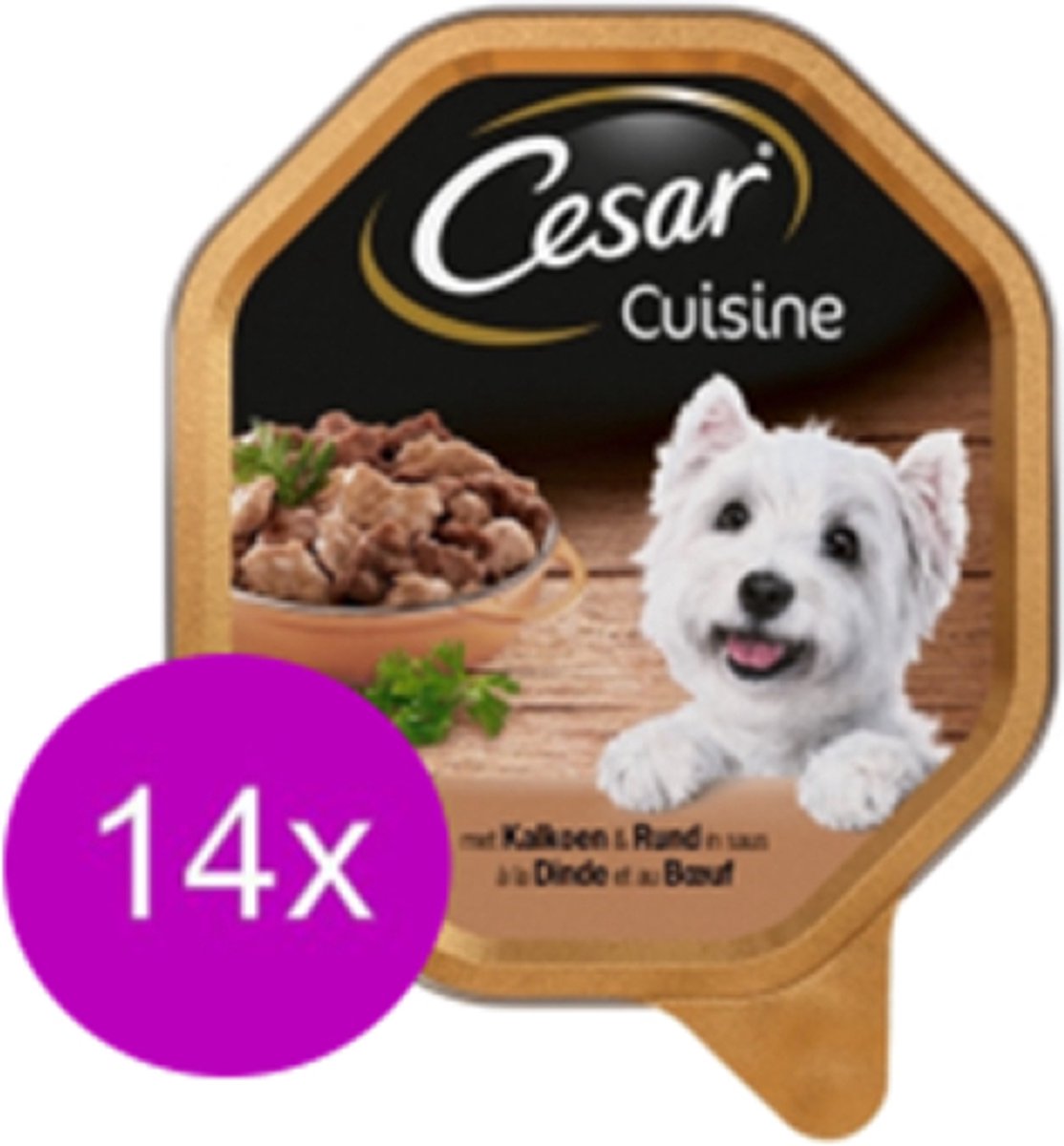 Cesar Cesar Cuisine Kuipje in Saus Kalkoen & Rund - Hondenvoeding - 150g
