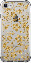 Smartphone hoesje Geschikt voor iPhone SE 2022/2020 | Geschikt voor iPhone 8/7 Hoesje Bumper met transparante rand Gouden Bloemen