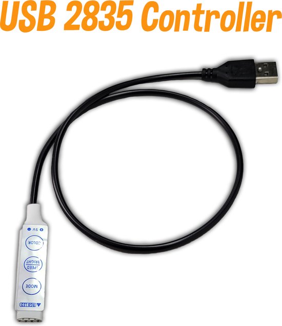 Led Strip USB Controller – mini RGB Controller - 5V – 4 pin –  2835 Controller – LED-strip usb bediening – 19 modes - voor 2835 ledstrip