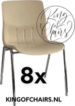 King of Chairs -set van 8- model KoC Denver crème met verchroomd onderstel. Kantinestoel stapelstoel kuipstoel vergaderstoel tuinstoel kantine stoel stapel stoel Jolanda kantinestoelen stapelstoelen kuipstoelen stapelbare Napels eetkamerstoel