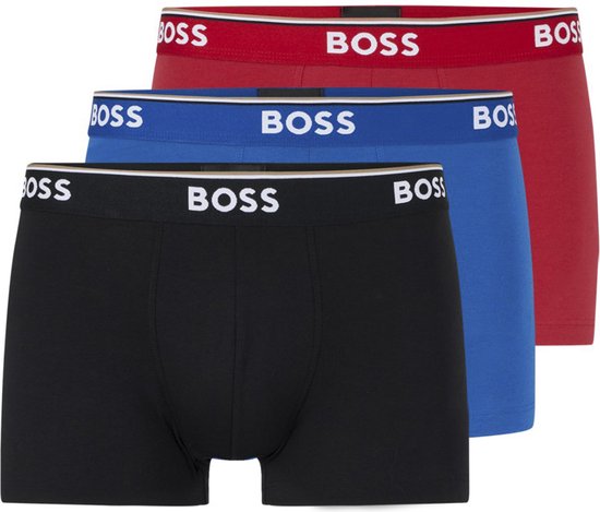 HUGO BOSS Power trunks (3-pack) - heren boxers kort - rood - kobalt - zwart - Maat: XXL