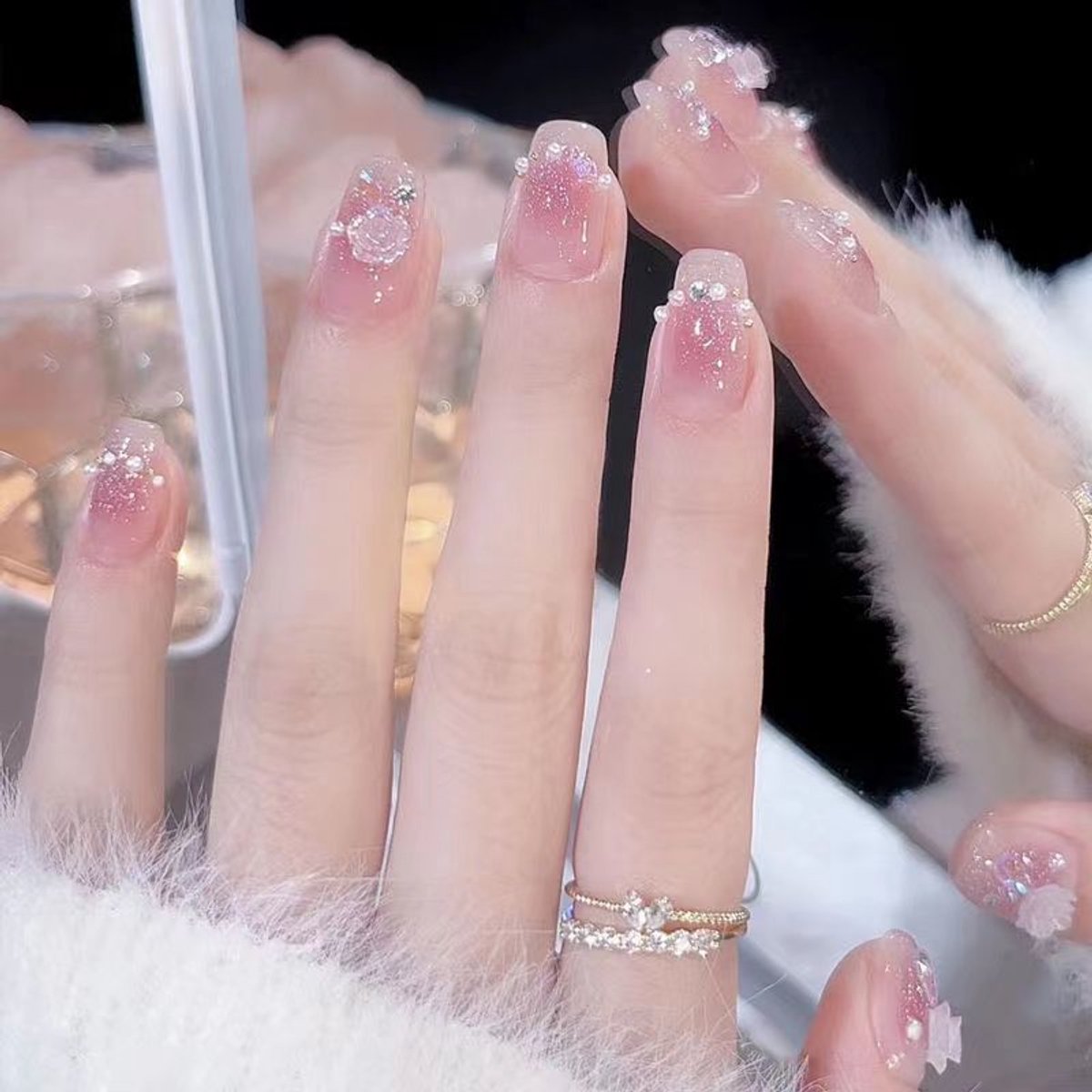 verymeet-24Plaknagels-Press On Nails -delicate & comfartable-Romantische rozenstijl