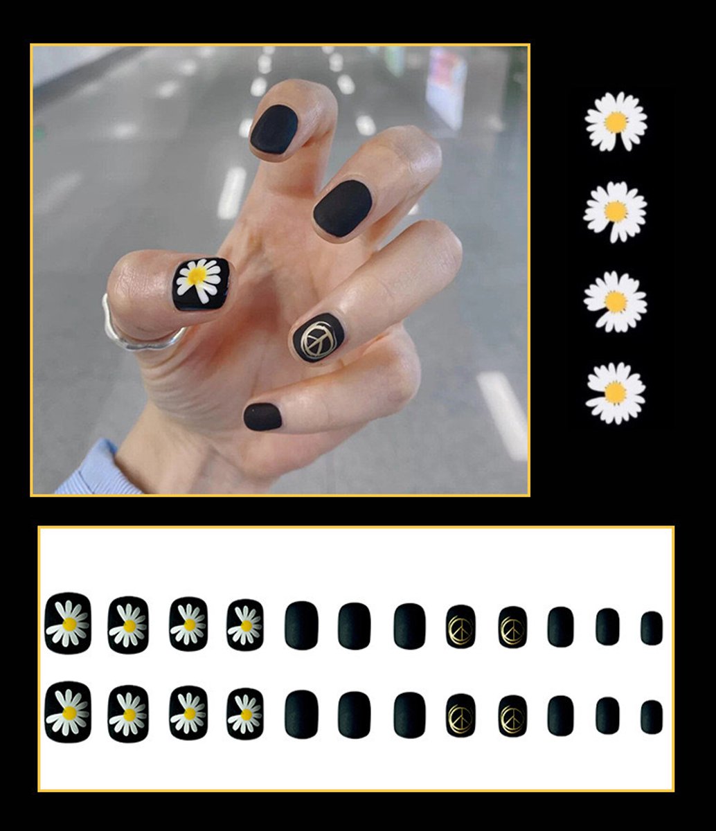 verymeet-24Plaknagels-Press On Nails -delicate & comfartable-Daisy-stijl