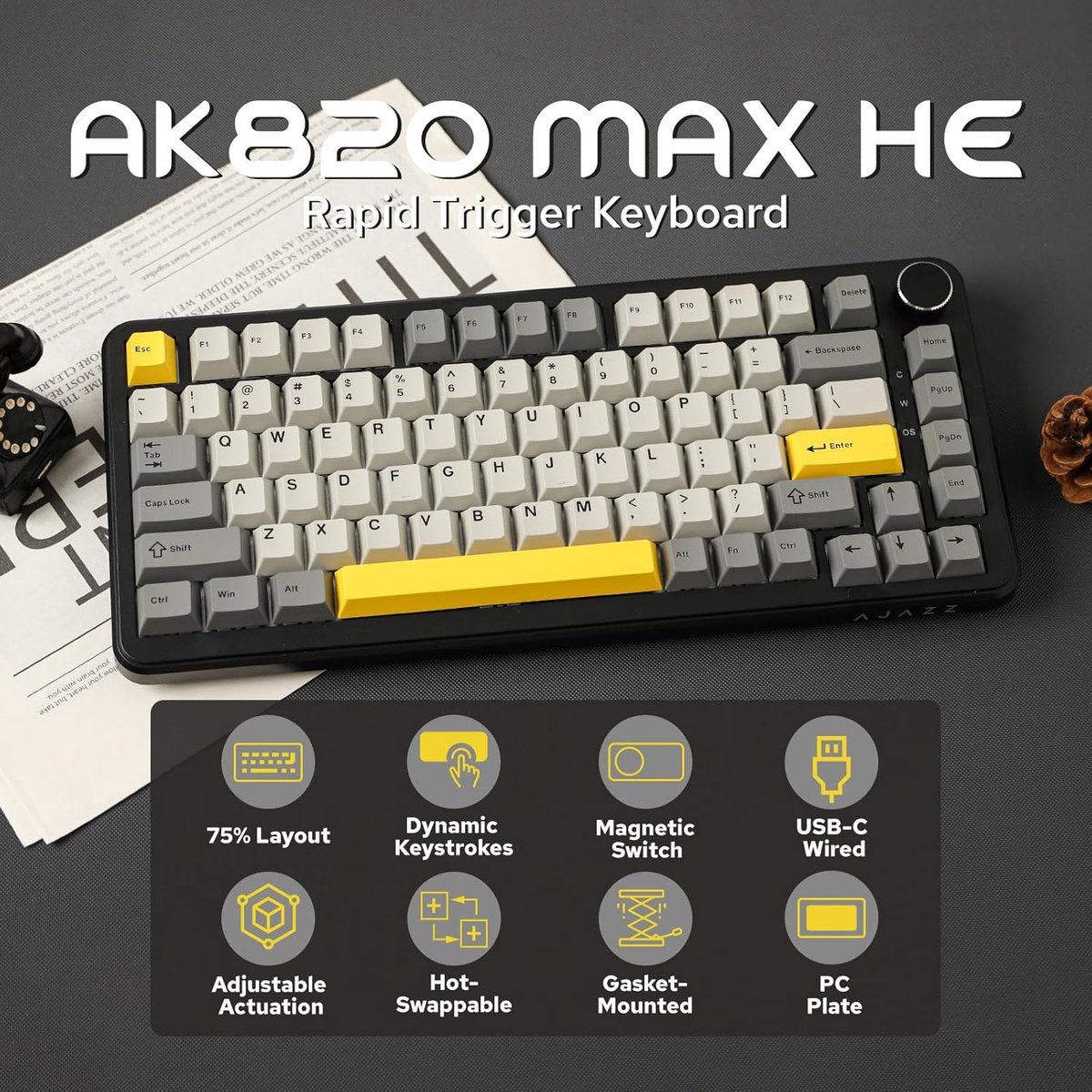 Ajazz AK820 MAX HE - Gaming Toetsenbord thumbnail 2