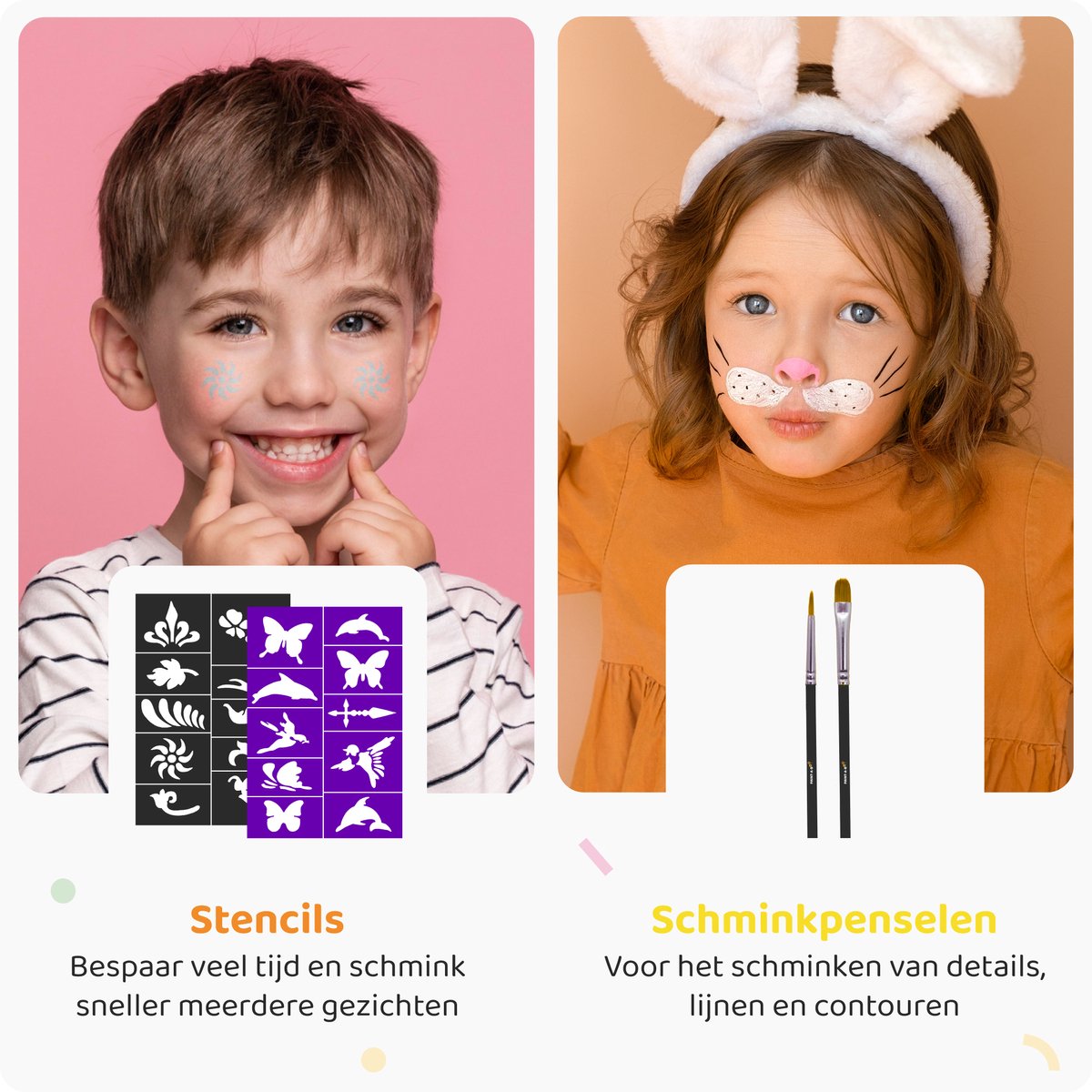 Paint-A-Boo Schminkset Kinderen - Waterbasis - 42 kleuren - Voor 100 gezichten – Met 30 Voorbeelden — afbeelding 8