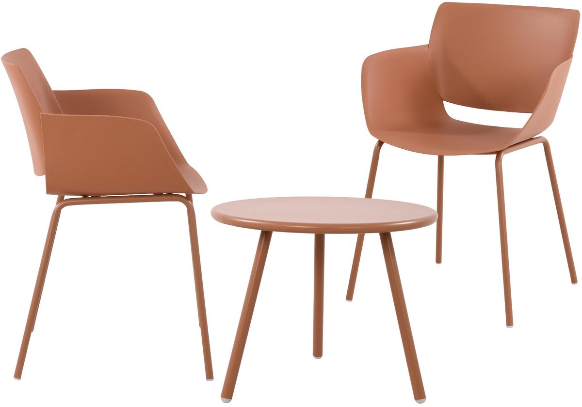 Tuinset met terracotta tafel en 2 Alpena stoelen - UV-bestendig.