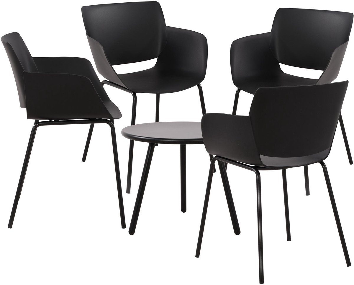 CLP Berena Tuinset - Set bestaande uit Berea tafel en Alpena stoelen - weerbestendig - UV-bestendig - zwart 4 stoelen CLP Berena Tuinset - Set bestaande uit Berea tafel en Alpena stoelen - weerbestendig - UV-bestendig - zwart 4 stoelen - Afbeelding 1