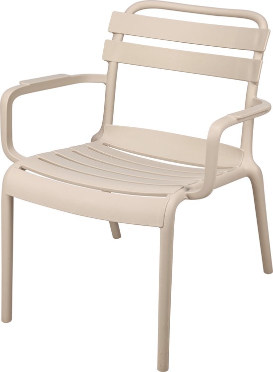 Chaise Lounge Ambiance - Chaise basse de jardin en plastique - Beige - 1 pièce