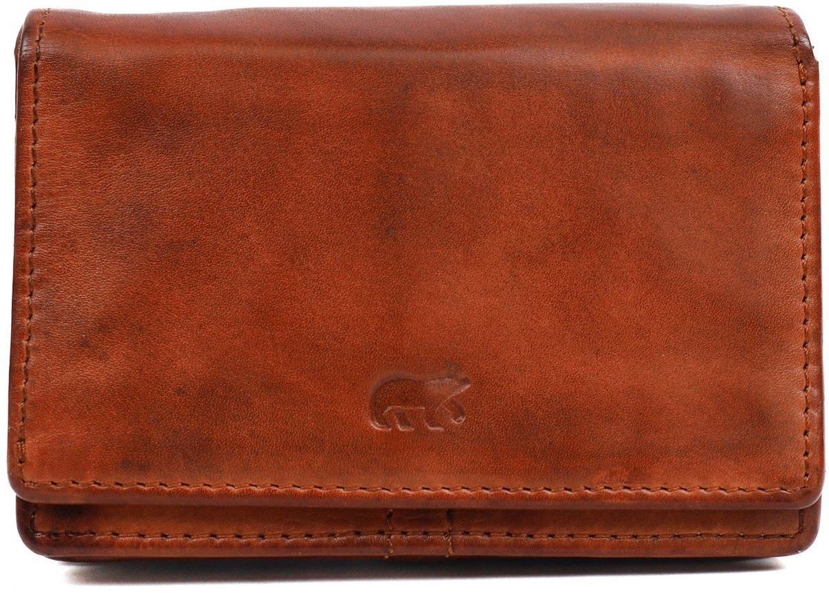 Bear Design Nina Leren Overslagportemonnee - Cognac