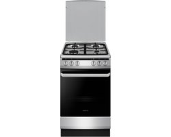 Inventum VFG5020GRVS - Vrijstaand gasfornuis - Elektrische oven - 4 kookzones - 50 cm - 62 liter - Zilver/Zwart