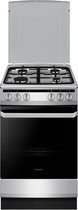 Inventum VFG5020GRVS - Vrijstaand gasfornuis - Elektrische oven - 4 kookzones - 50 cm - 62 liter - Zilver/Zwart