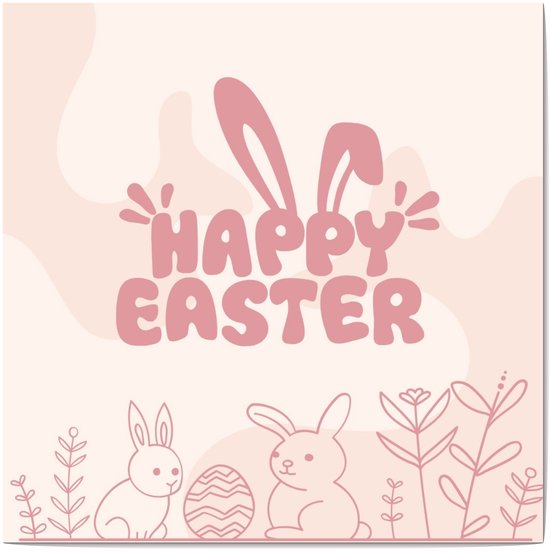 Carte de vœux carrée de Luxe Joyeuses Pasen - Carte de Pâques - 13,5 x 13,5 cm - carte pliée avec enveloppe colorée