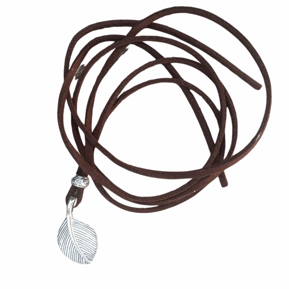 Suede -wikkel- armband- Bruin -Veertje - Charme Bijoux