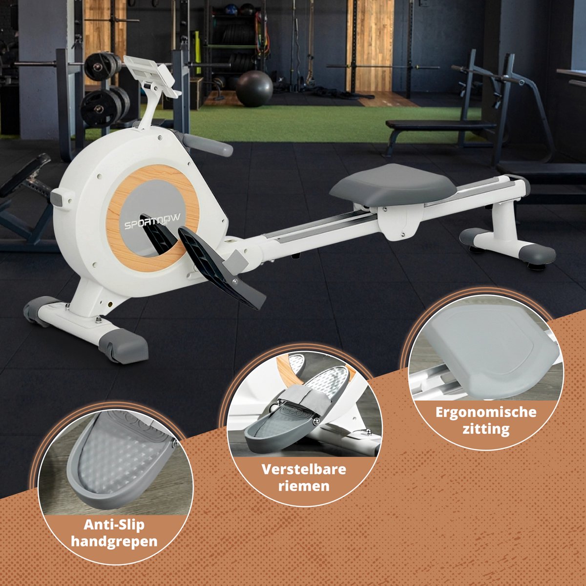 Roeitrainers Roeitrainer Inklapbaar 150kg 16 Weerstand Grijs - afbeelding 2