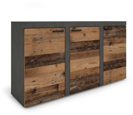 Promeubels - Dressoir Rocky 2 - Old wood / Antraciet - 149 cm - Commode - Woonkamer - Slaapkamer - Opbergkast