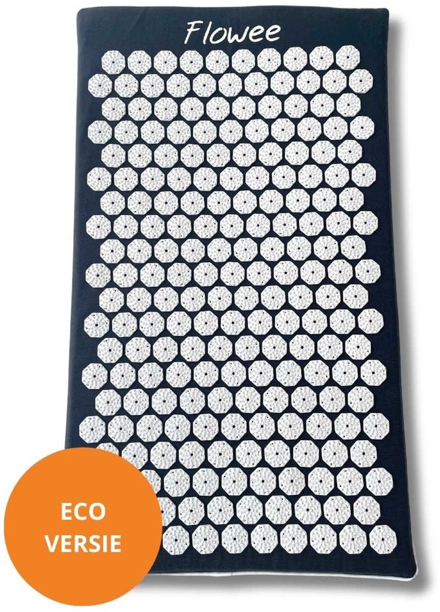 Goedkoopste Flowee Spijkermat ECO - Grijs met wit - Vulling Kokosvezels - 77x45 cm - Acupressuur Mat - Spijkerbed - Acupunctuur - Shakti Massage
