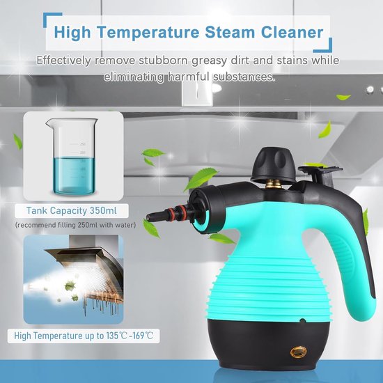 2500W Hogedrukstoomreiniger Stoomreiniger Onder Druk Staande Stoomreinigingsmachine Op Hoge Temperatuur 1100ml 3 Bar Draagbare Handbediende Stoomreinigers Met 3 Borstelkoppen