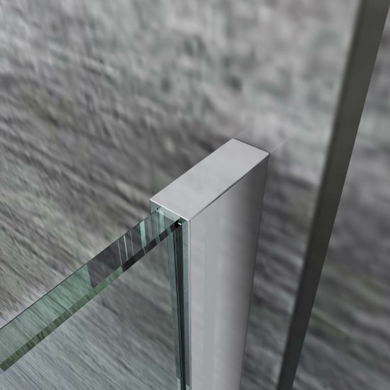 Douche à l'italienne en Glas clair 8 mm avec profilés chromés - Largeur 100 cm - Hauteur 200 cm - Revêtement Nano
