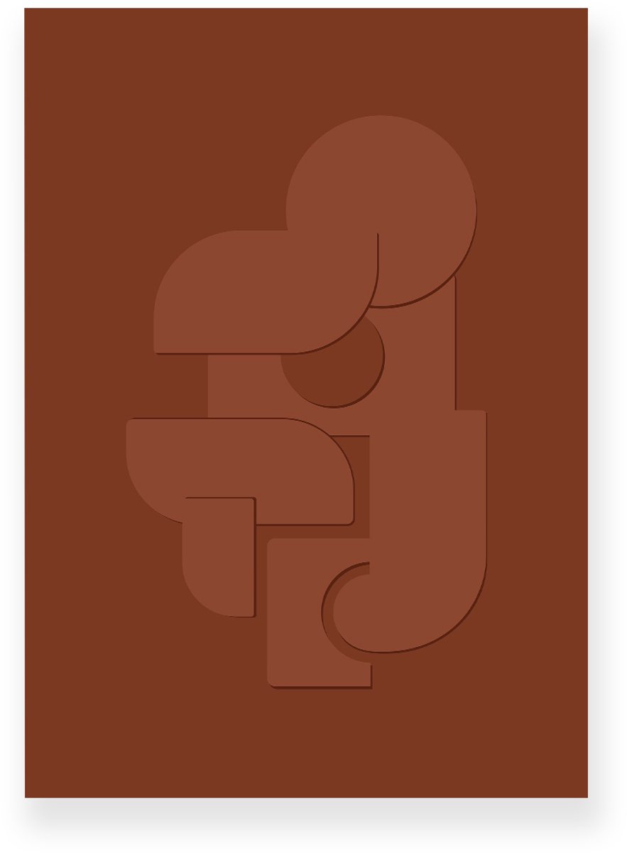 Yisual Poster 30x40 cm - Abstracte Vormen - Bruin - Minimalistisch - Japandi - Muurdecoratie - Wanddecoratie