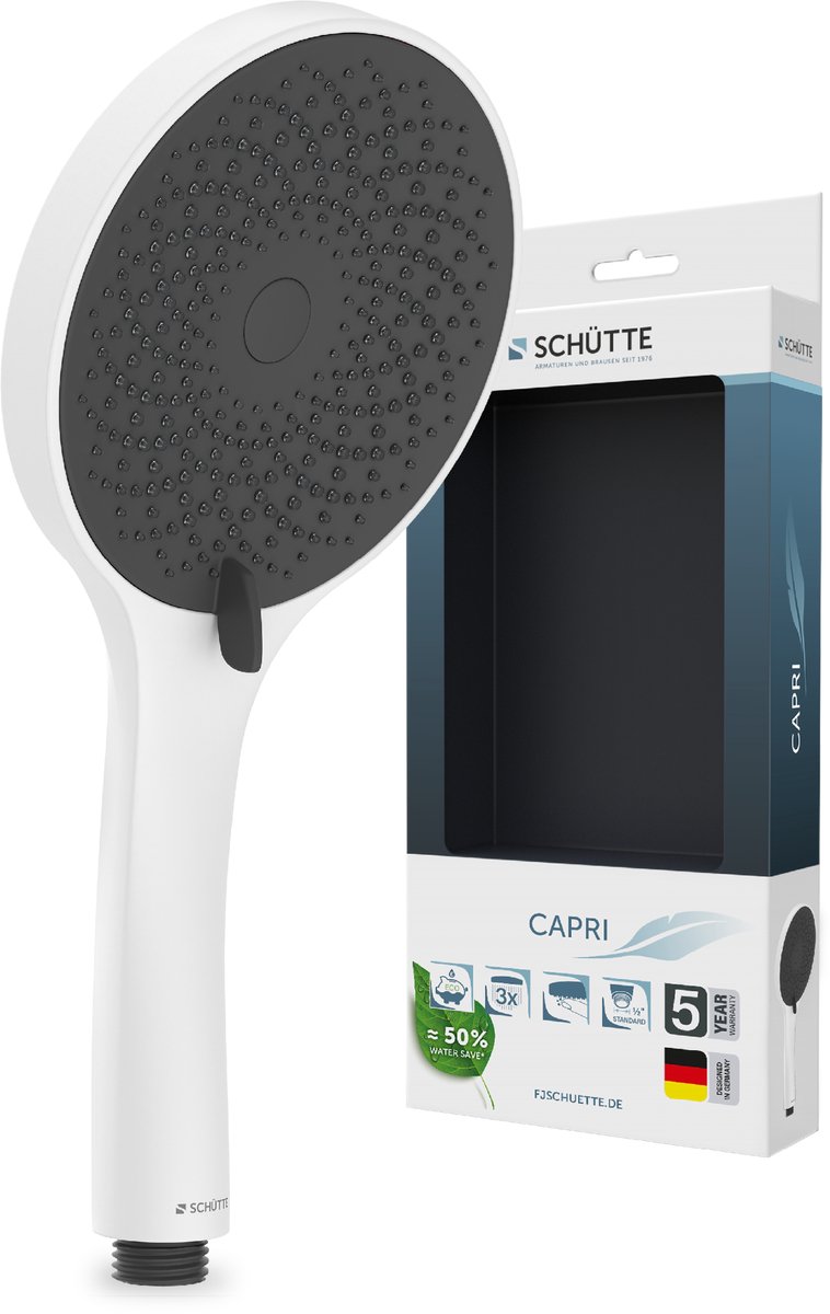 SCHÜTTE CAPRI Handdouche - Douchekop rond - Mat Wit/Antraciet