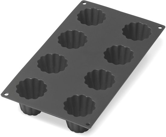 Moule à pâtisserie Lékué 8 Mini cannelés bordelais, Siliconen - Noir