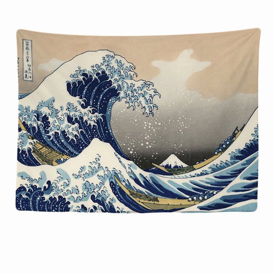 Ulticool - Nature Large Golf Sea - Tapisserie - 200x150 cm - Groot tapisserie - Affiche - Blauw/ Wit