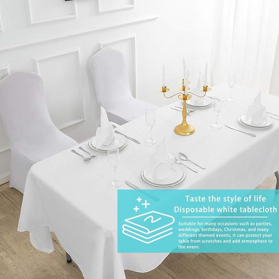 10 stuks wegwerp tafelkleed wit: 137 x 274 cm waterdicht PEVA tafelkleed voor banket bruiloft party catering kerst familiefeesten 10 stuks wegwerp tafelkleed wit: 137 x 274 cm waterdicht PEVA tafelkleed voor banket bruiloft party catering kerst familiefeesten