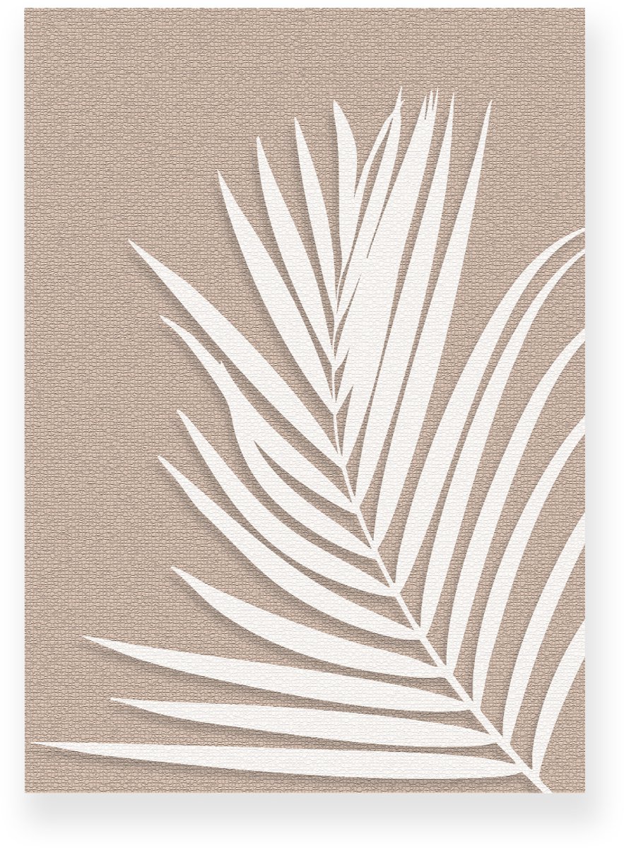 Yisual Poster 50x70 cm - Palmblad - Canvas Look - Bruin - Beige - Minimalistisch - Botanisch - Muurdecoratie - Wanddecoratie