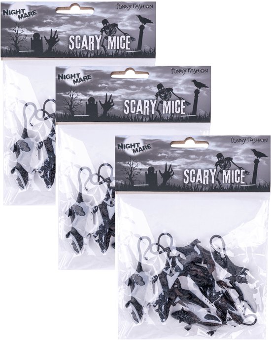 24x petits rats animaux d'horreur / halloween en plastique de 5 cm - Animaux de décoration effrayants