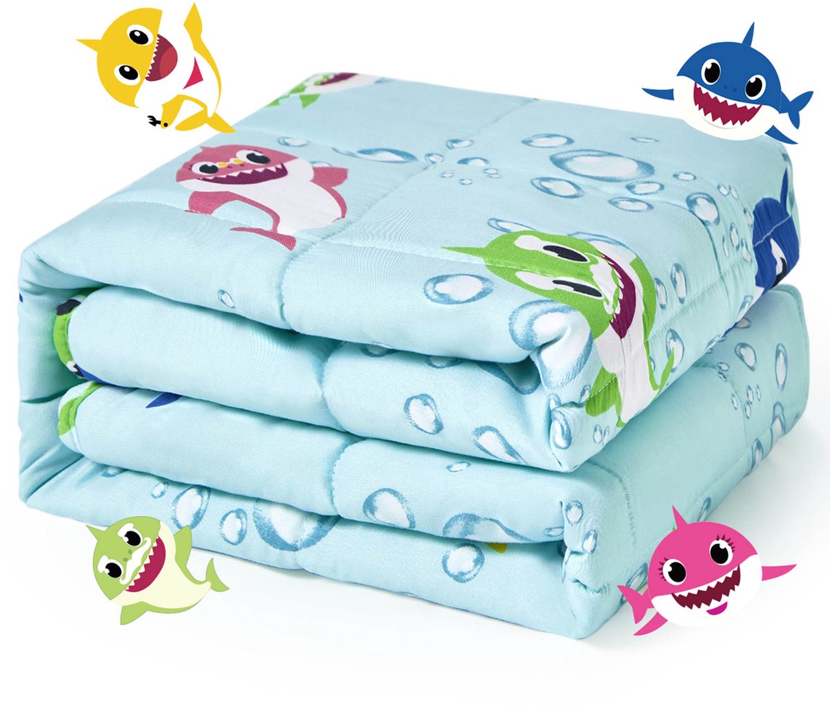 Sivio-Verzwaringsdeken Kind 2,3kg - 90 x 120cm - Zwaartedeken - Weighted Blanket - Flanel Verzwaarde Deken - Oeko Tex Keurmerk-Kind Beter slapen-Groene Haai