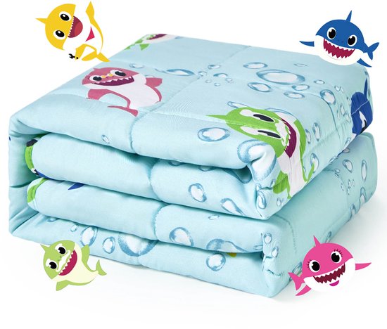 Sivio-Verzwaringsdeken Kind 1,3kg - 90 x 120cm - Zwaartedeken - Weighted Blanket - Flanel Verzwaarde Deken - Oeko Tex Keurmerk-Kind Beter slapen-Groene Haai