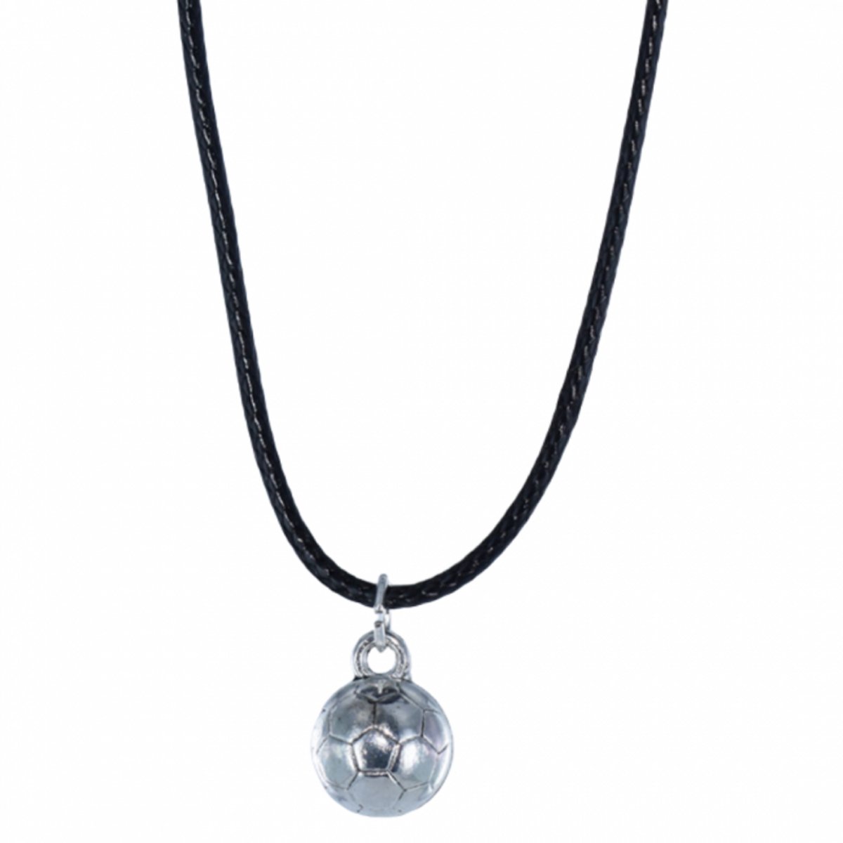 Voetbal koordketting zwart- 45 cm- Charme Bijoux