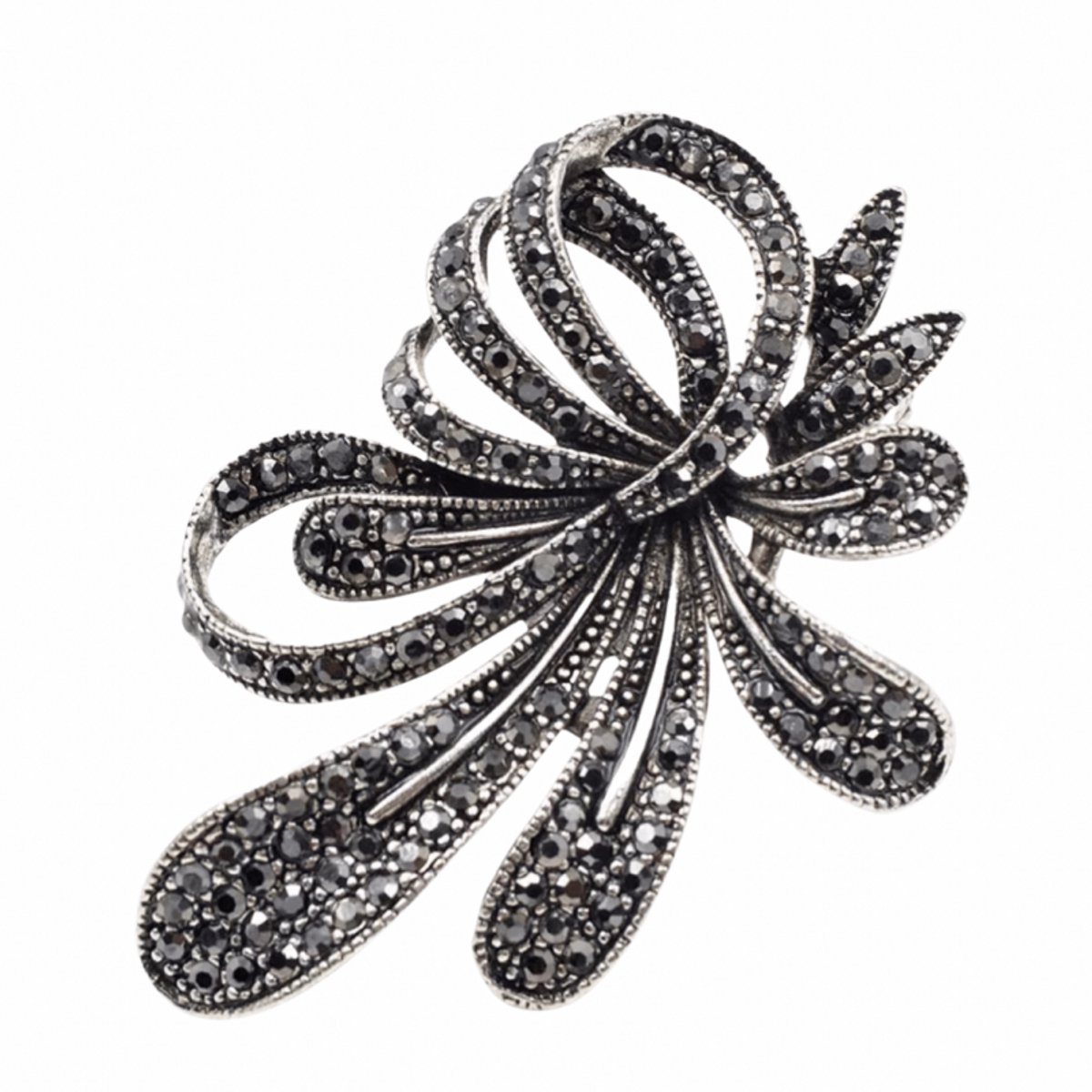 Broche- Reina- Steentjes- Speld- 6 cm-zilverkleur- Charme Bijoux