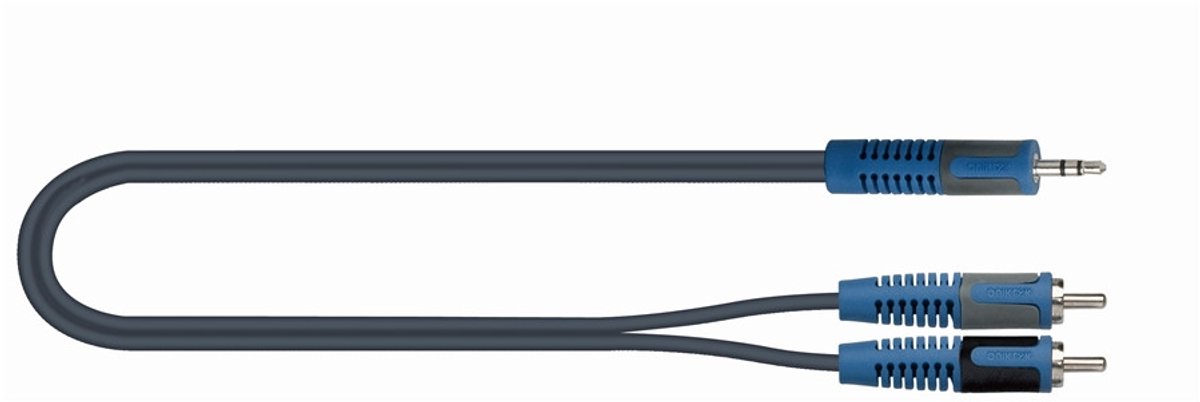 QUIK-LOK RKSA/150-2 audio kabel 2 m 3.5mm 2 x RCA Zwart, Blauw, Grijs