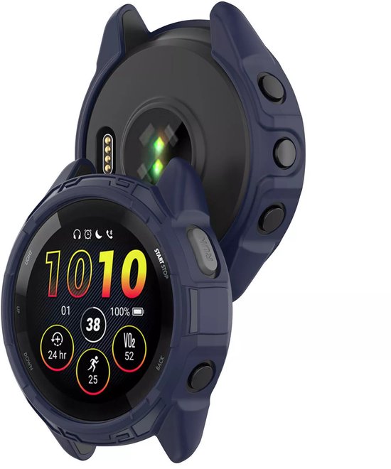 Strap-it Robuust TPU hoesje - bescherm case geschikt voor de Garmin Forerunner 265 (donkerblauw)