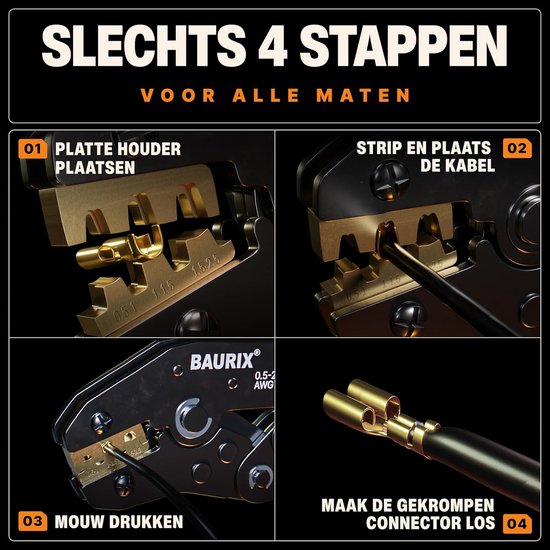 Krimptang op zonne-energie, set voor 2,5/4/6 mm² zonnepaneel, PV-kabel