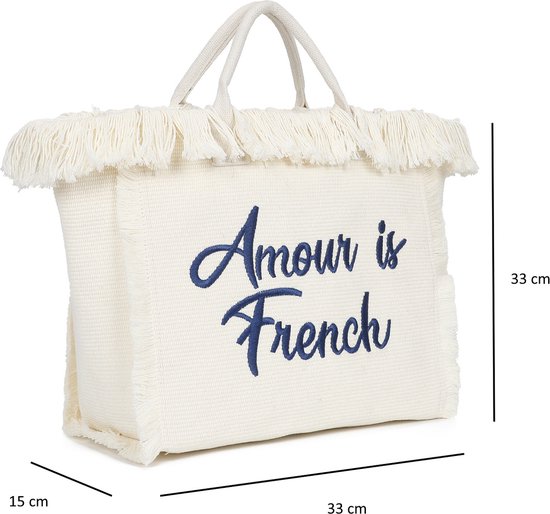 Ines Delaure - sac de plage/sac cabas/sac week-end - amour is french - beige